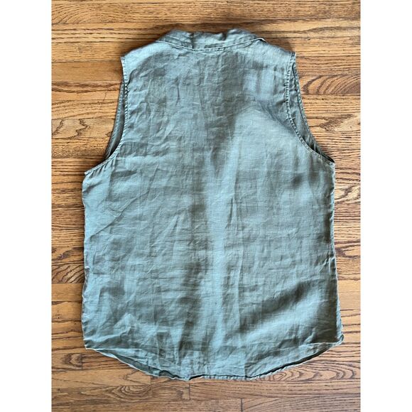 EQUIPMENT Femme Green Stripe Sleeveless Button Back Tank Top  Woman's Size Large - Picture 8 of 10